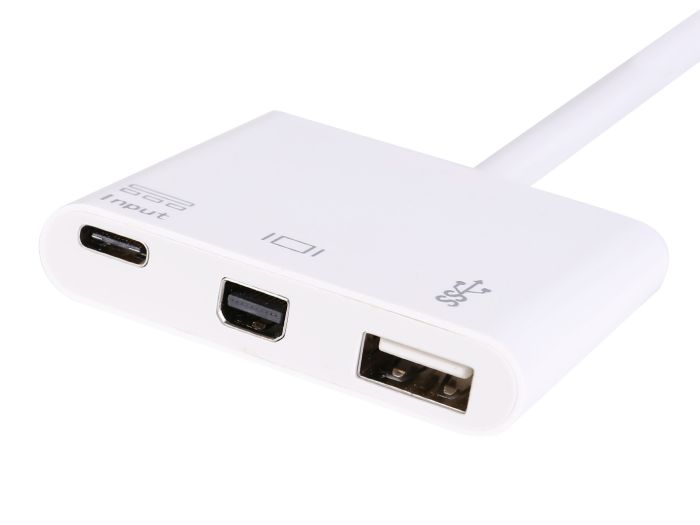 Equip USB-C to Mini DisplayPort, USB-A and 60W USB-C PD Adapter, White