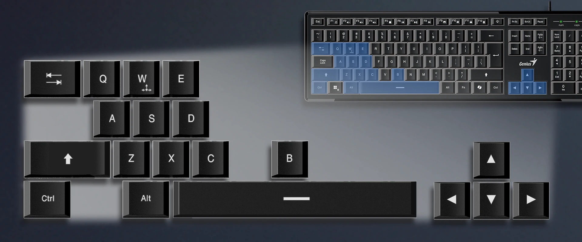 Genius SlimStar 820 Illuminated Slim USB Keyboard with Copilot Key, Black