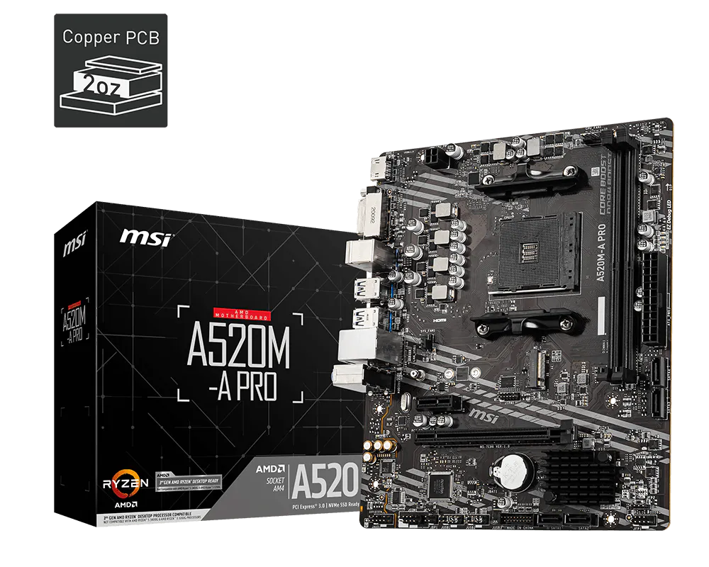 MSI A520M-A PRO AMD AM4 Micro-ATX Motherboard