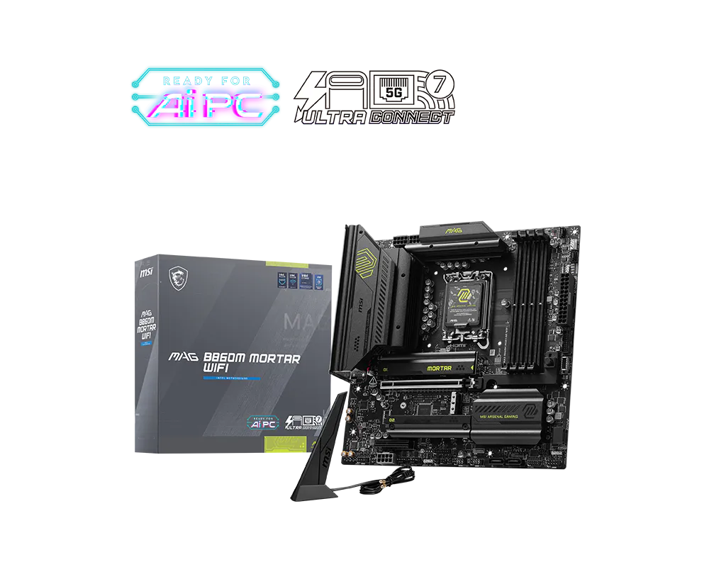MSI MAG B860M Mortar WiFi Intel LGA1851 Micro-ATX Motherboard