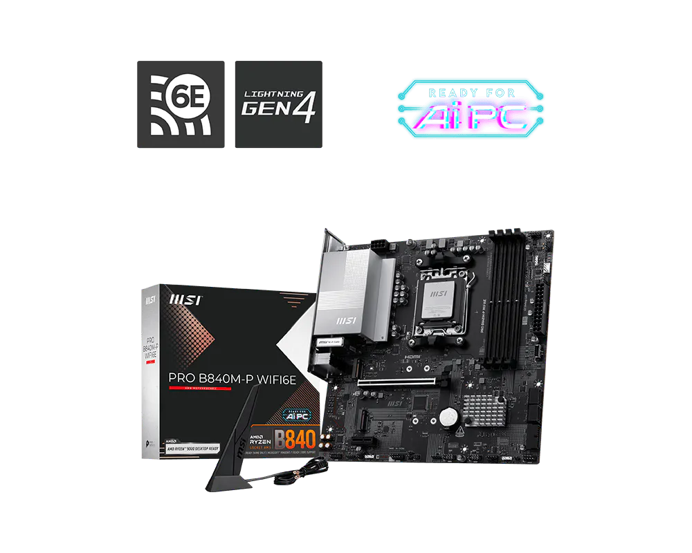 MSI PRO B840M-P WiFi 6E AMD AM5 Micro-ATX Motherboard